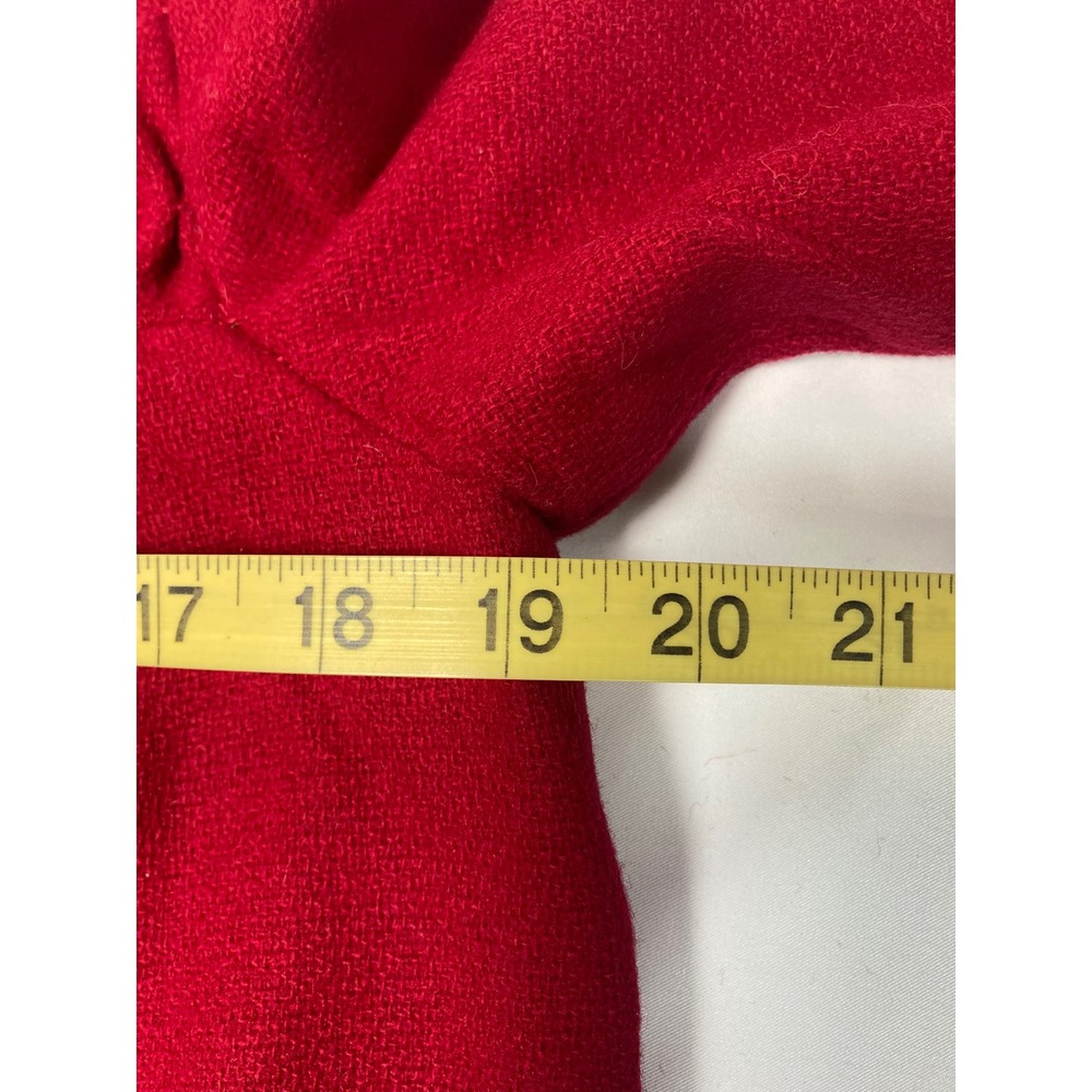 Vintage 1960s Red Wool Dress Smocked Yoke A-Line Lined Long Sleeve‎ - Picture 3 of 11